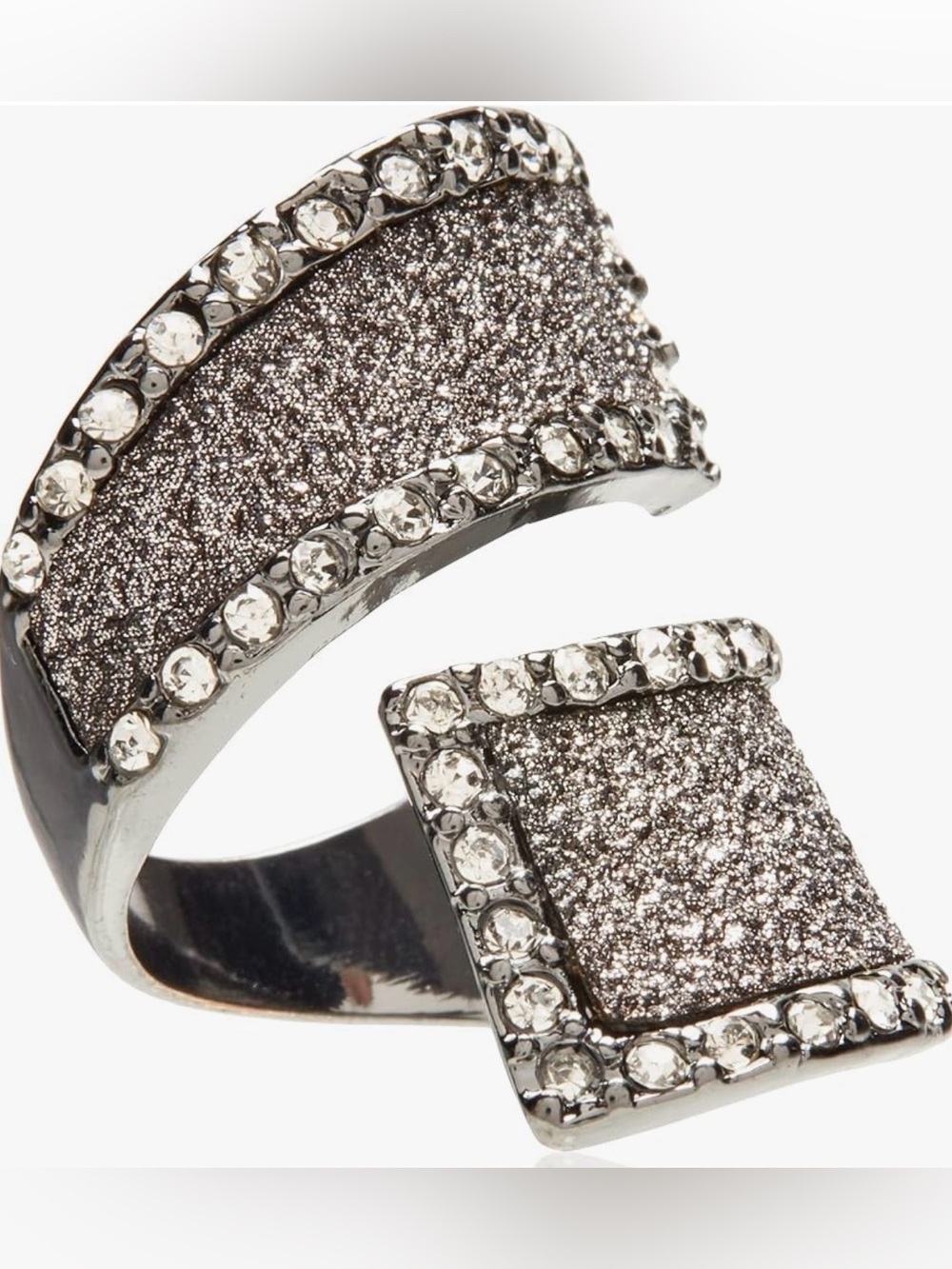 Glitter & stone wrap hematite ring